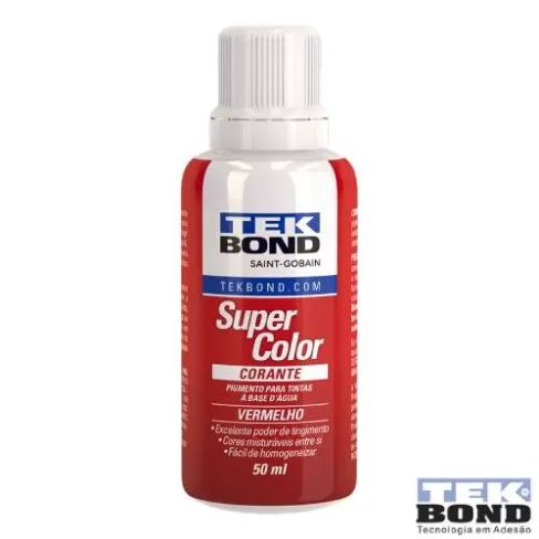 Corante Liquido Super Color Vermelho 50ml para Tintas a Base D'agua TekBond