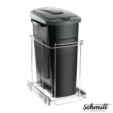 Lixeira Deslizante Slim Cromada com Cesto de 15 Litros 2716 Schmitt