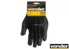 Luva e Poliéser com Poliuretano Preta Tamanho 10 PPV 1010 Vonder